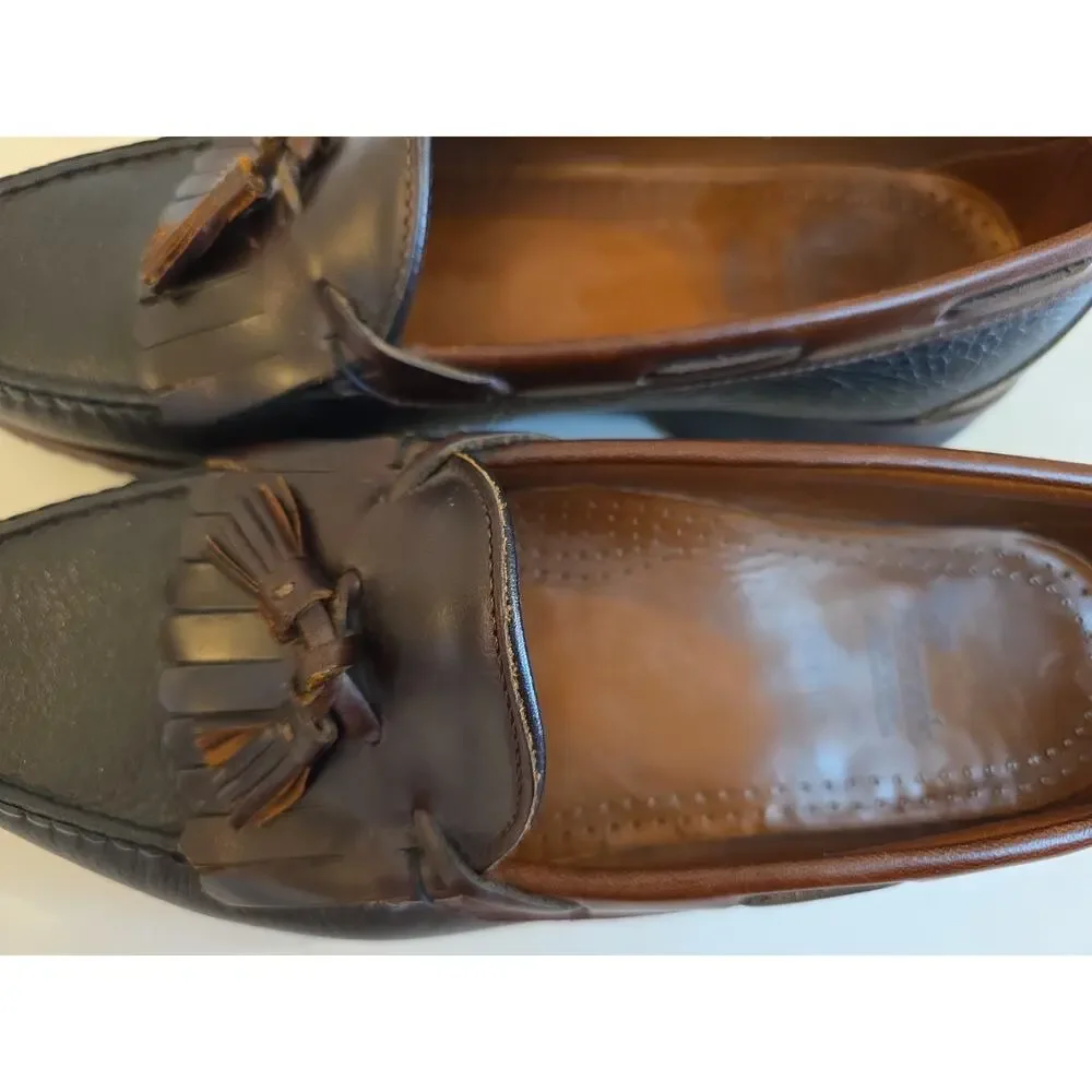 Allen Edmonds Nashua 42250 Men's Black Brown Leather Tassel Loafer Shoes Sz 10D